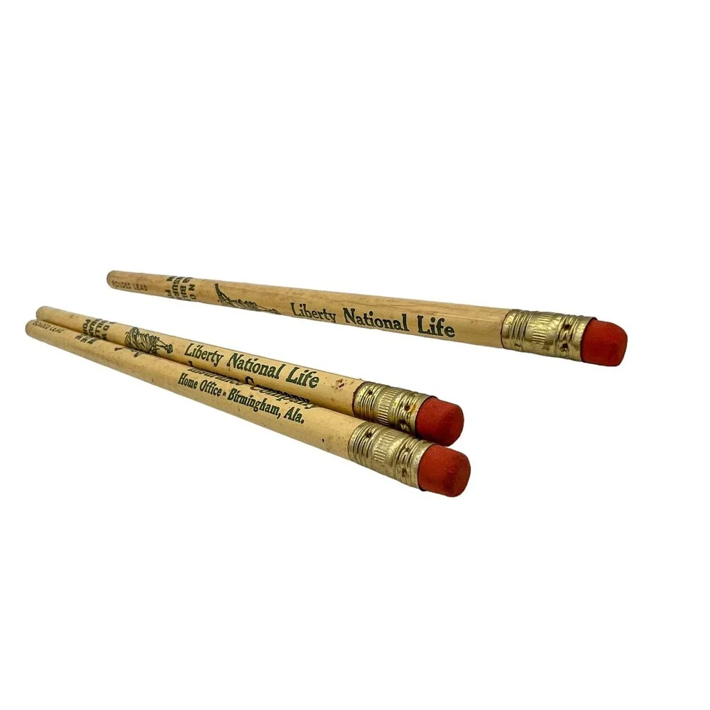 Vintage Liberty National Life PENCIL SET 3PC Insurance Memorabilia Bonded Lead
